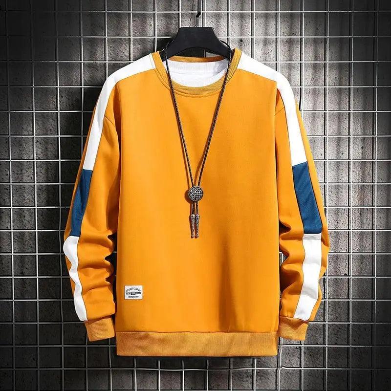 Men's Patchwork Crewneck Sweatshirt Long Sleeve Streetwear Pullover