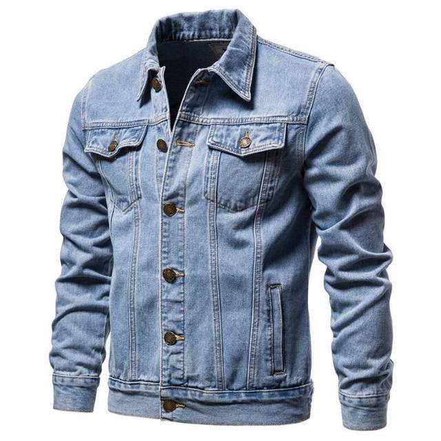 Modern Men's Slim Fit Cotton Winter Coat in Light Blue