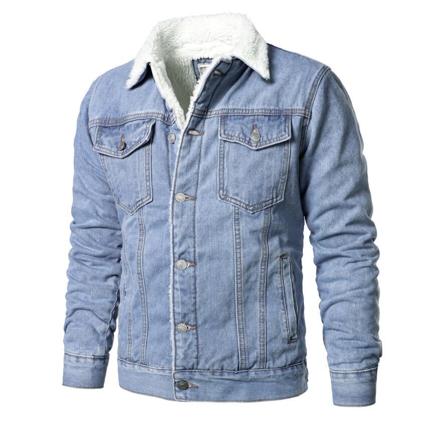 Modern Men's Slim Fit Cotton Winter Coat in Light Blue