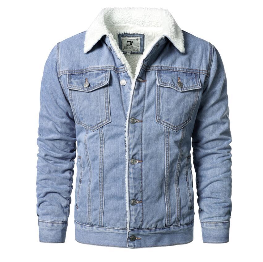 Modern Men's Slim Fit Cotton Winter Coat in Light Blue