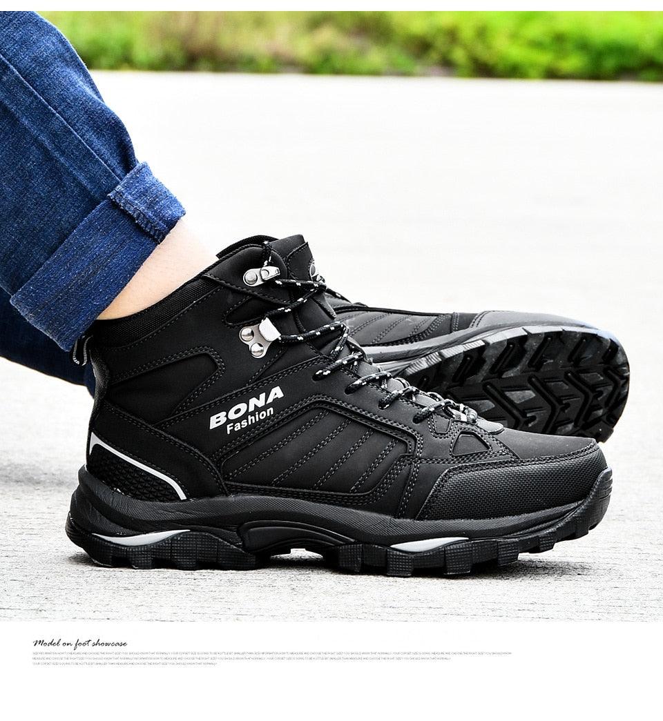 Men's Water-Resistant Fur Lined Boots - Warm Winter Outdoor Shoes