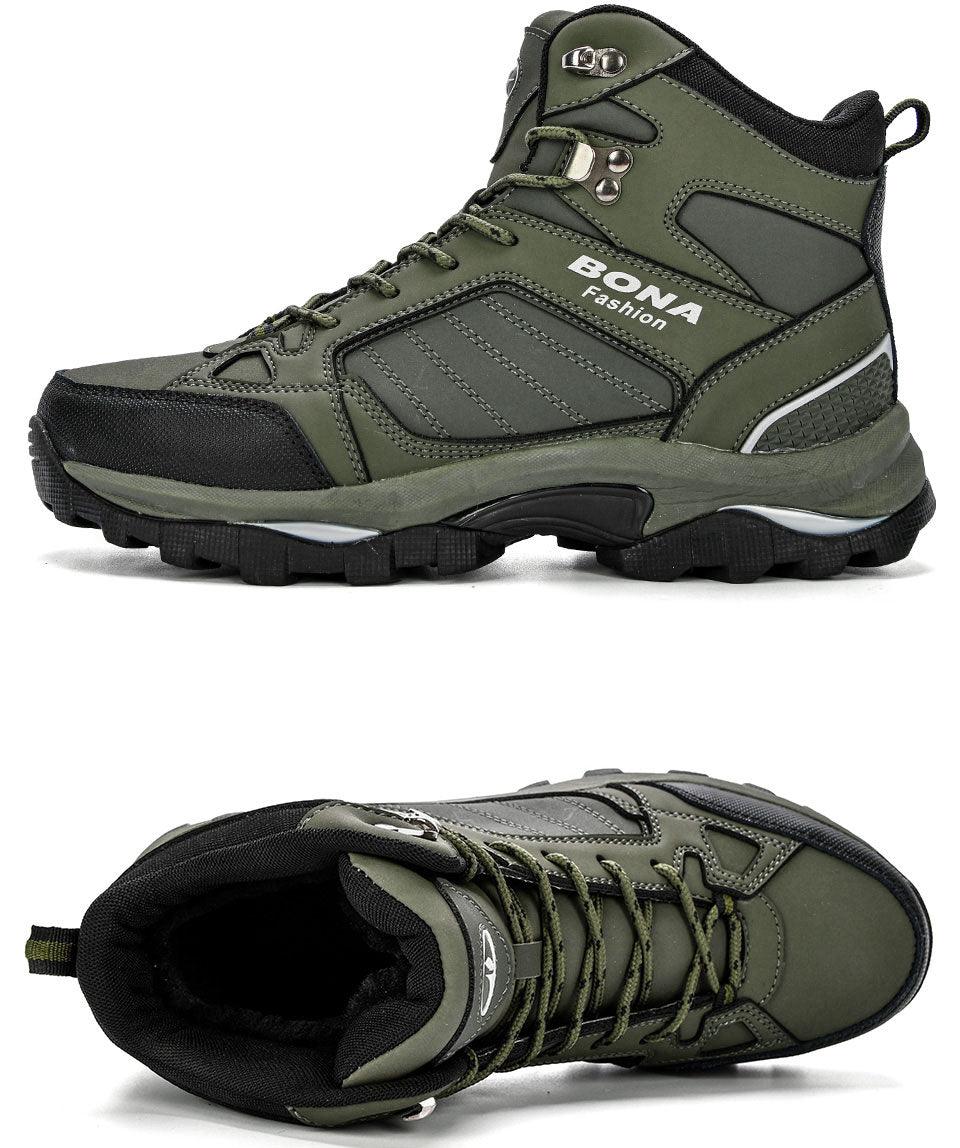 Men's Water-Resistant Fur Lined Boots - Warm Winter Outdoor Shoes