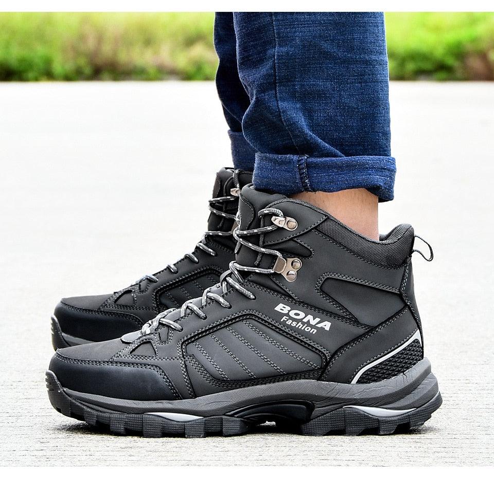 Men's Water-Resistant Fur Lined Boots - Warm Winter Outdoor Shoes
