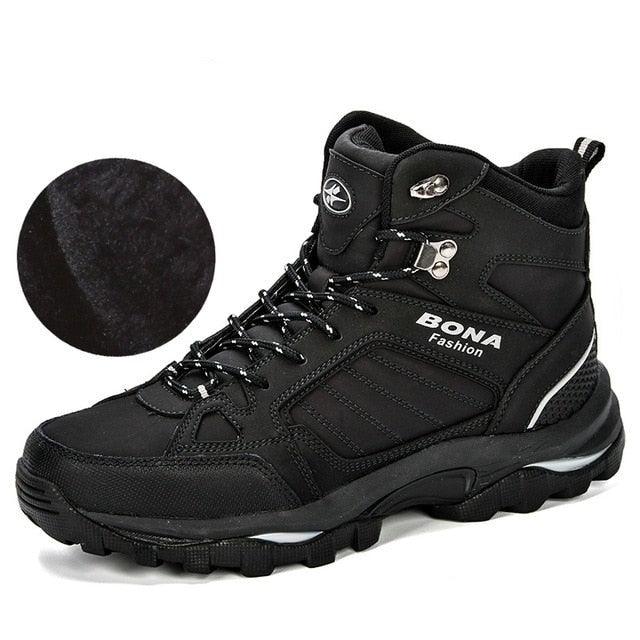 Men's Water-Resistant Fur Lined Boots - Warm Winter Outdoor Shoes