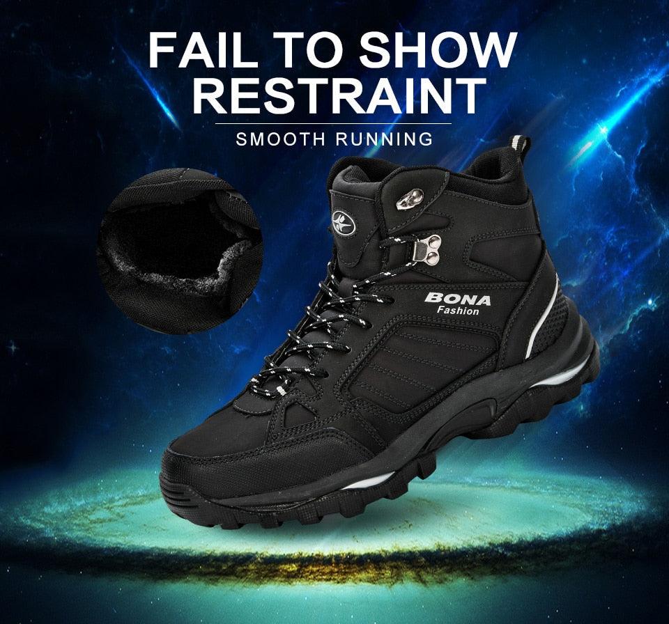 Men's Water-Resistant Fur Lined Boots - Warm Winter Outdoor Shoes