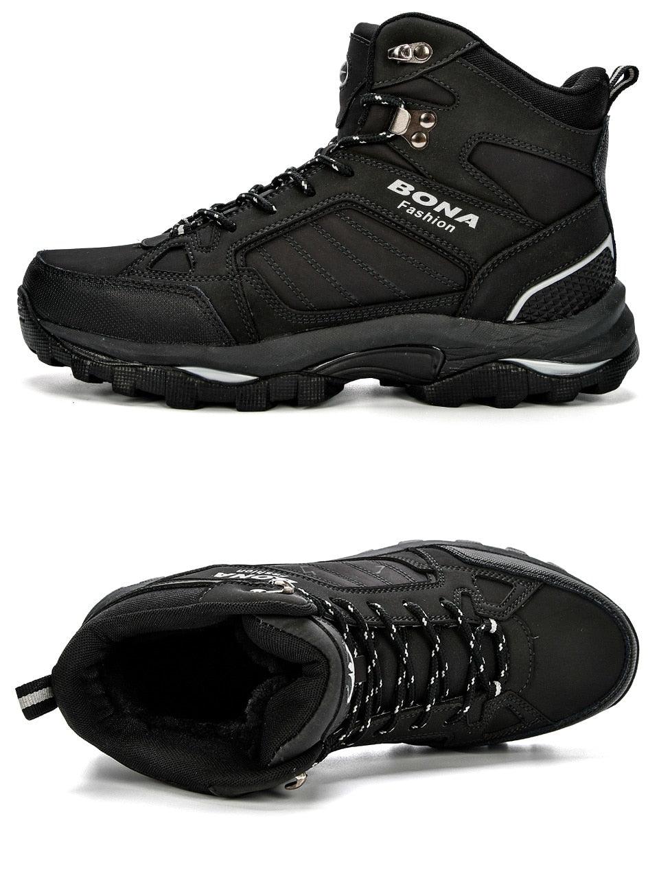Men's Water-Resistant Fur Lined Boots - Warm Winter Outdoor Shoes