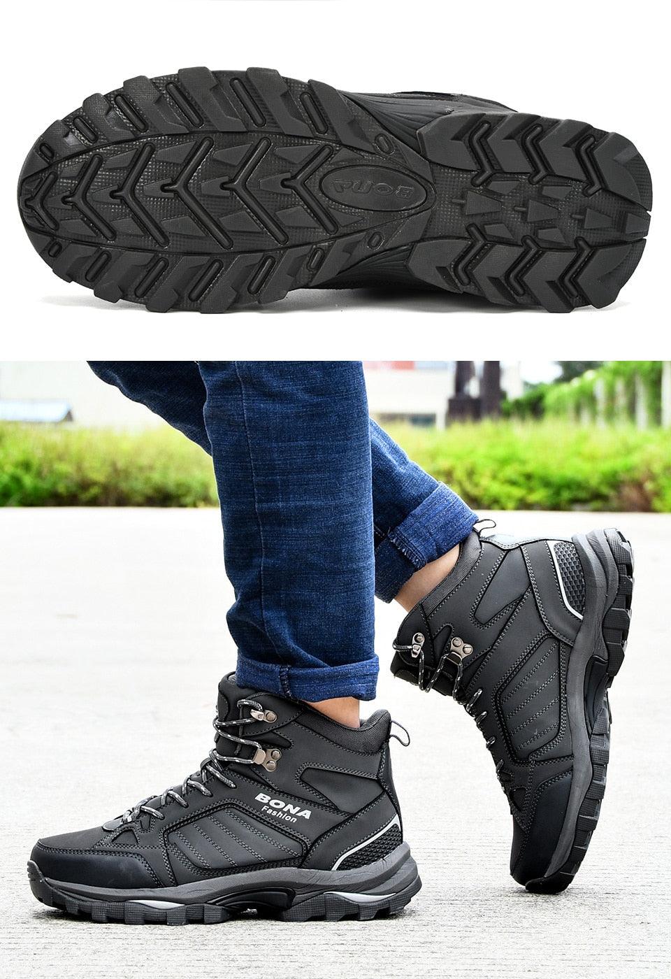 Men's Water-Resistant Fur Lined Boots - Warm Winter Outdoor Shoes