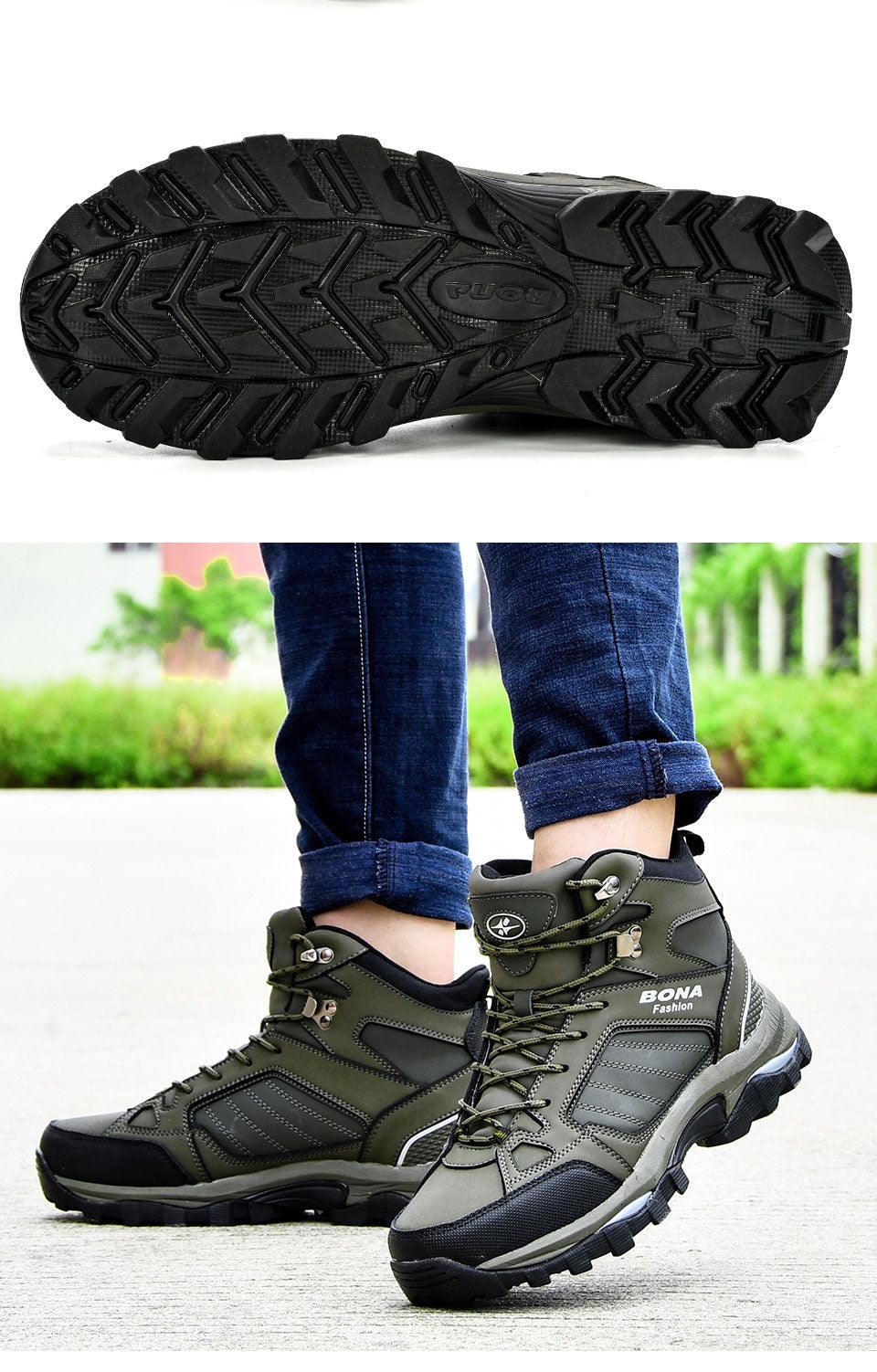 Men's Water-Resistant Fur Lined Boots - Warm Winter Outdoor Shoes