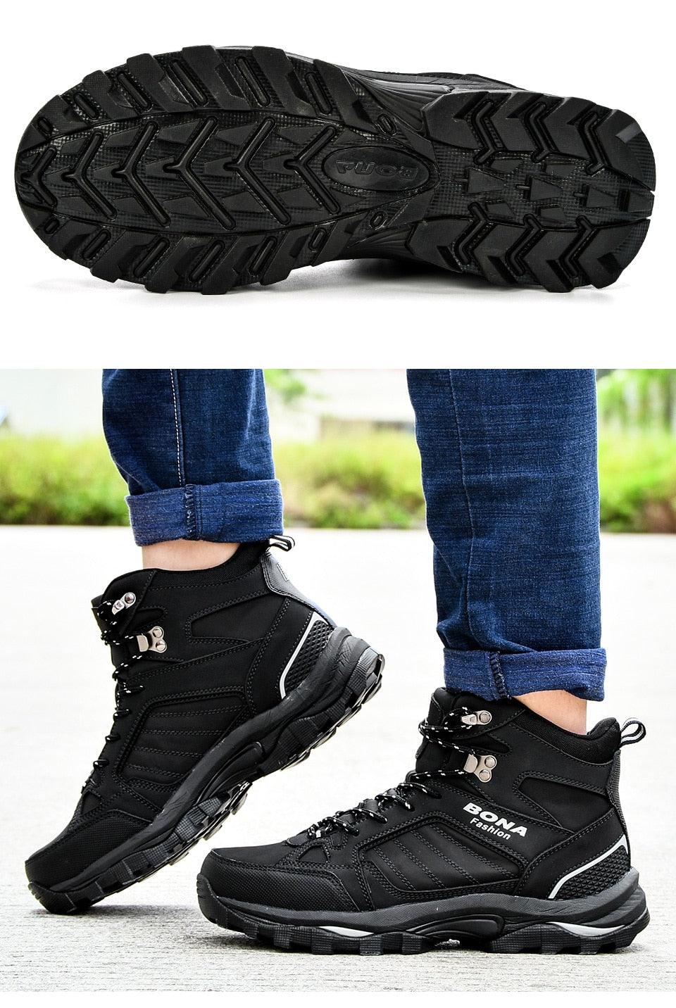 Men's Water-Resistant Fur Lined Boots - Warm Winter Outdoor Shoes
