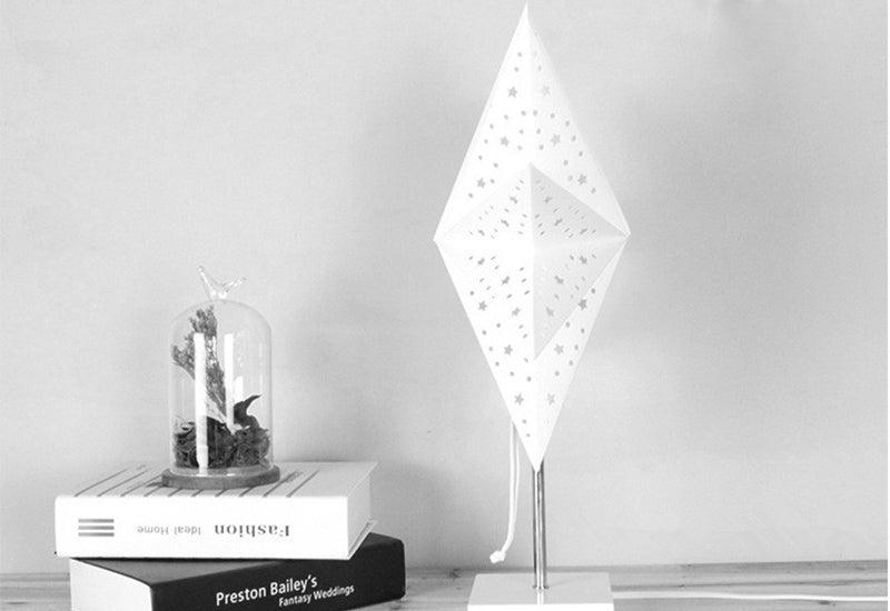 Modern Retro Paper Star LED Table Lamp with Wood Base