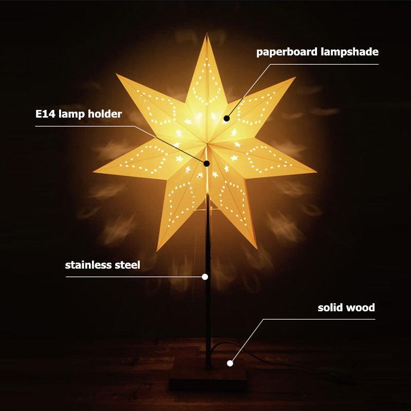 Modern Retro Paper Star LED Table Lamp with Wood Base