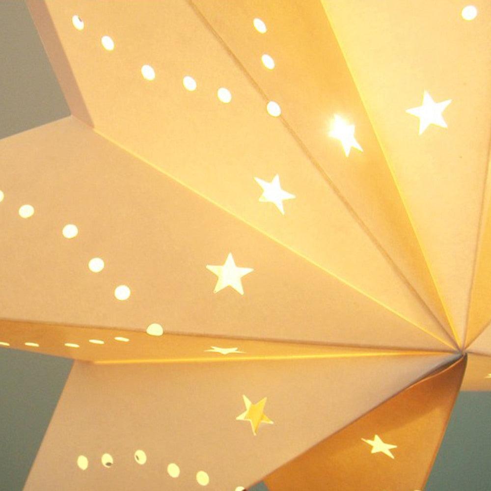 Modern Retro Paper Star LED Table Lamp with Wood Base