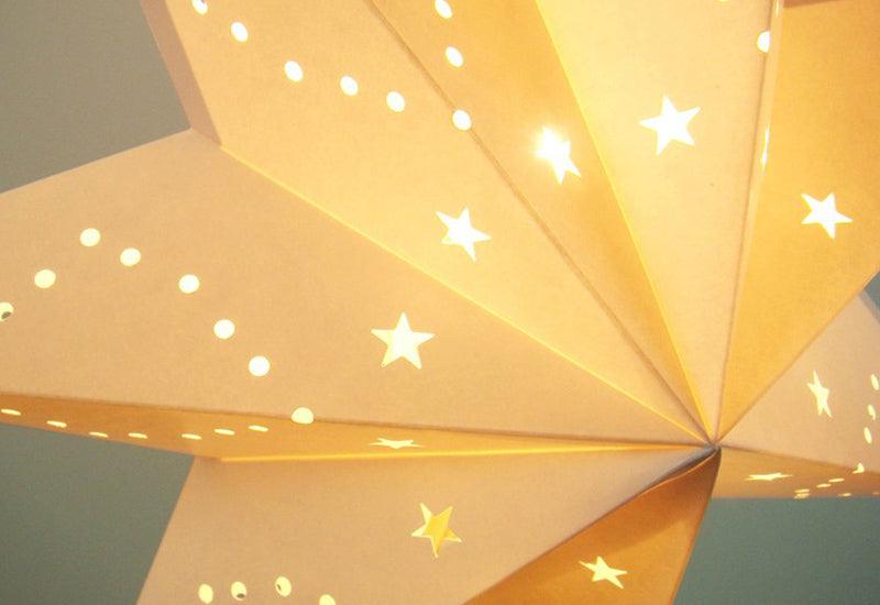 Modern Retro Paper Star LED Table Lamp with Wood Base