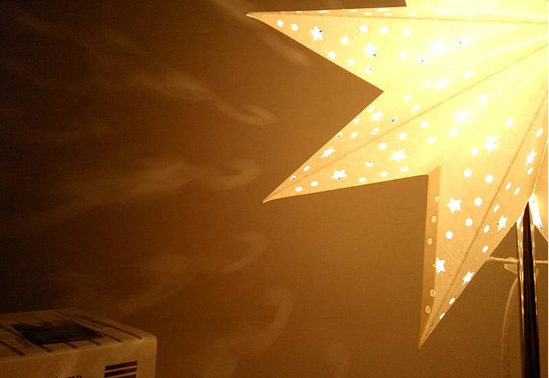 Modern Retro Paper Star LED Table Lamp with Wood Base