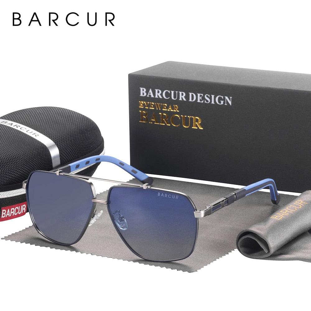 Modern retro square men's sunglasses with polarized lenses for driving