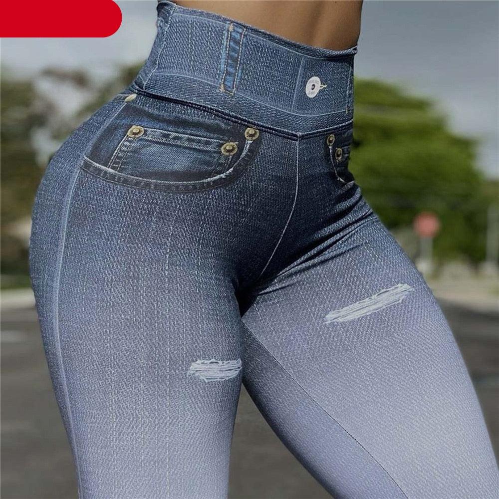 Ripped style stretch leggings for women in fitted activewear design