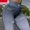 Ripped style stretch leggings for women in fitted activewear design