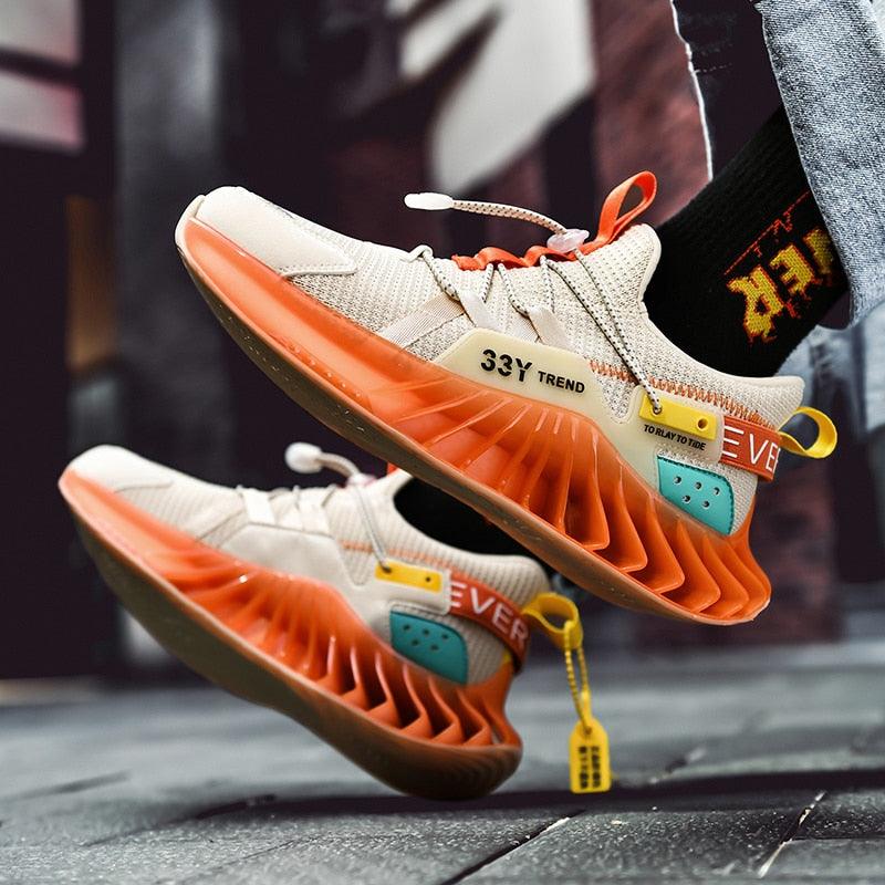 Men's Modern Techwear Blade Sneakers Breathable Knit Running Shoes