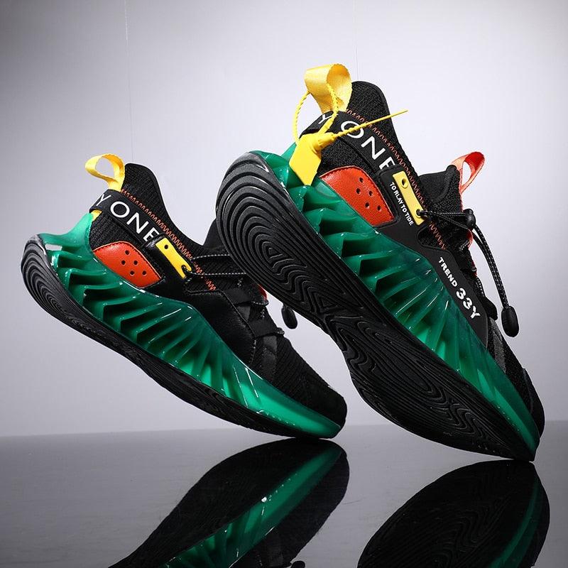 Men's Modern Techwear Blade Sneakers Breathable Knit Running Shoes
