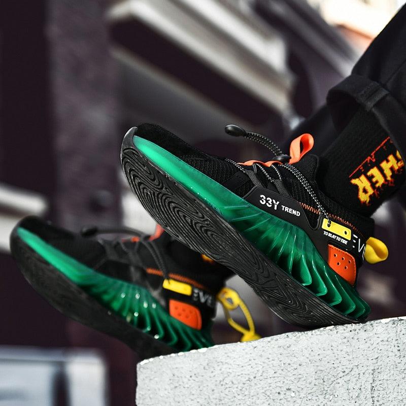 Men's Modern Techwear Blade Sneakers Breathable Knit Running Shoes