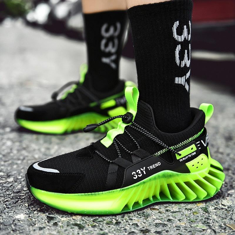 Men's Modern Techwear Blade Sneakers Breathable Knit Running Shoes