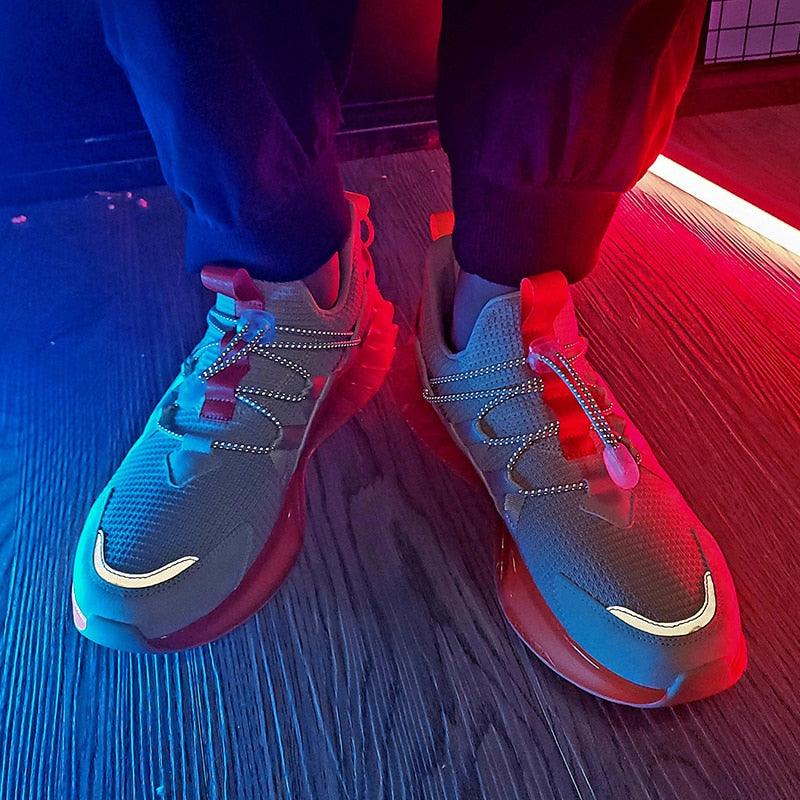 Men's Modern Techwear Blade Sneakers Breathable Knit Running Shoes