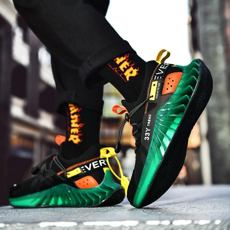 Men's Modern Techwear Blade Sneakers Breathable Knit Running Shoes