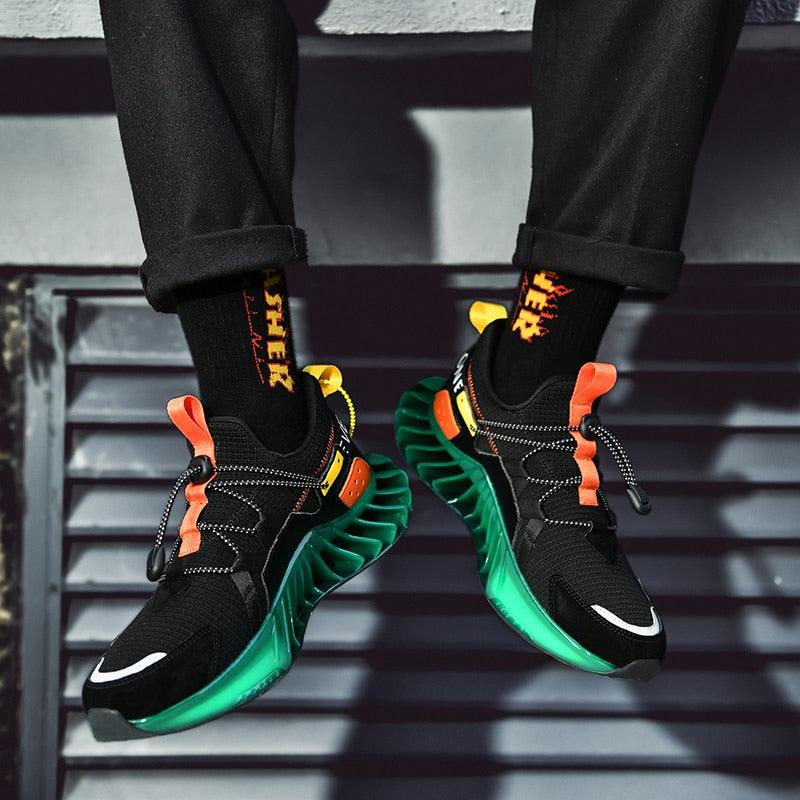 Men's Modern Techwear Blade Sneakers Breathable Knit Running Shoes