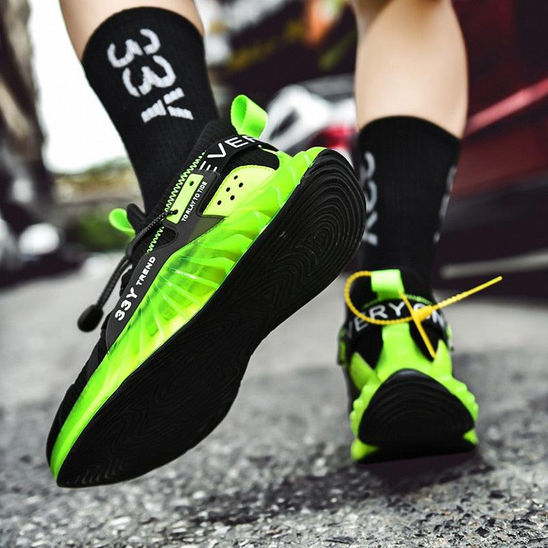 Men's Modern Techwear Blade Sneakers Breathable Knit Running Shoes