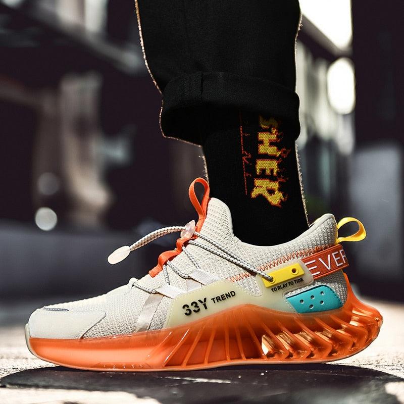 Men's Modern Techwear Blade Sneakers Breathable Knit Running Shoes