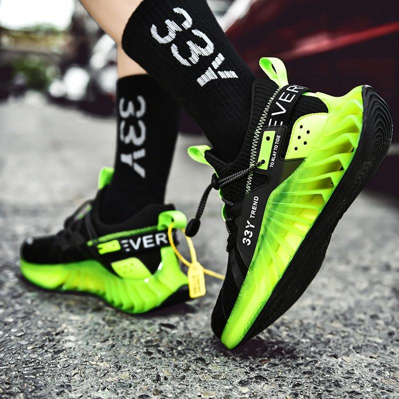 Men's Modern Techwear Blade Sneakers Breathable Knit Running Shoes