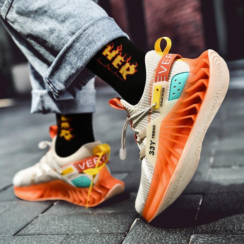 Men's Modern Techwear Blade Sneakers Breathable Knit Running Shoes