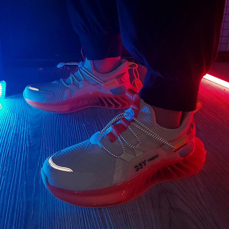 Men's Modern Techwear Blade Sneakers Breathable Knit Running Shoes