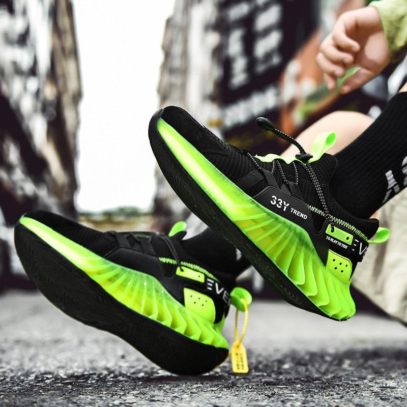 Men's Modern Techwear Blade Sneakers Breathable Knit Running Shoes