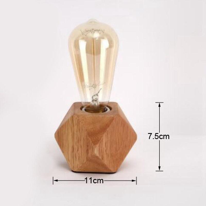 Modern Wooden Diamond Table Lamp for Minimalist Bedside Lighting