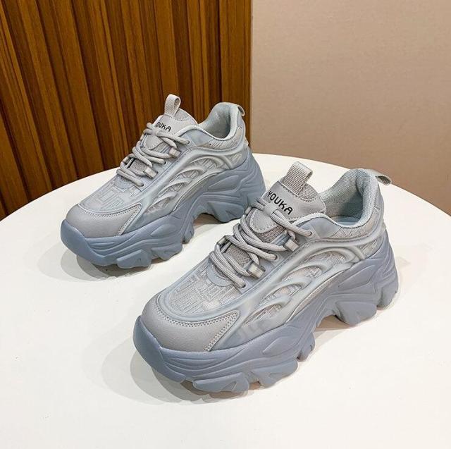 Women's Thick Platform Tennis Sneakers - White Lightweight Shoes