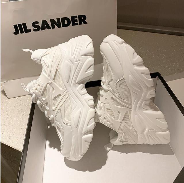 Women's Thick Platform Tennis Sneakers - White Lightweight Shoes