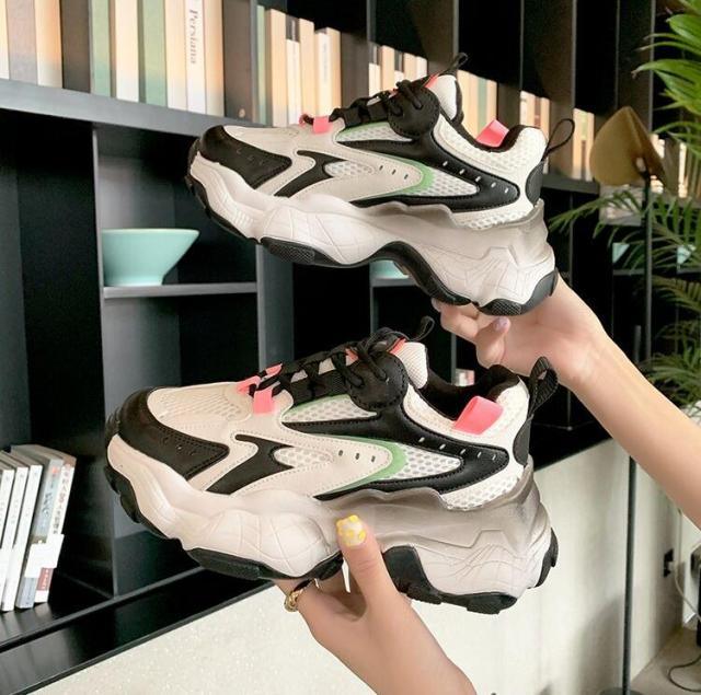 Women's Thick Platform Tennis Sneakers - White Lightweight Shoes