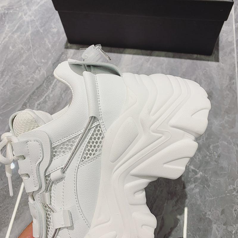 Women's Thick Platform Tennis Sneakers - White Lightweight Shoes