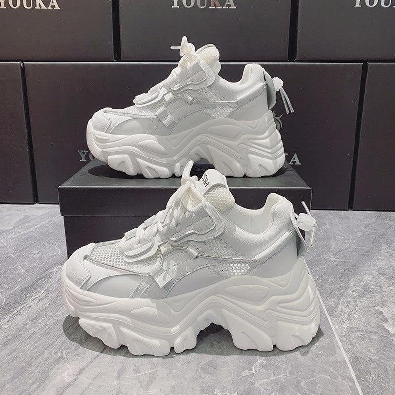 Women's Thick Platform Tennis Sneakers - White Lightweight Shoes