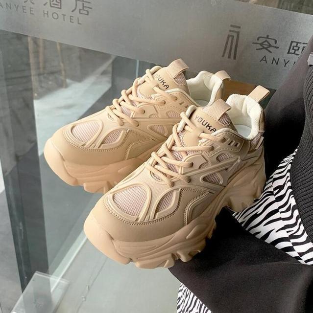 Women's Thick Platform Tennis Sneakers - White Lightweight Shoes