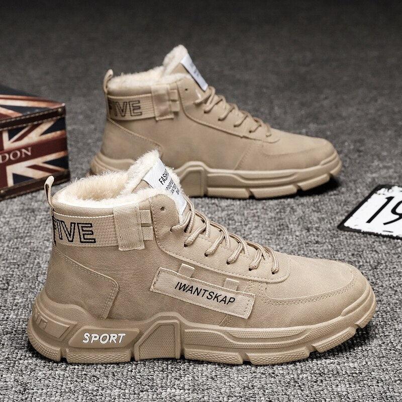 Stevvex men's water-resistant high-top winter boots with lace-up closure