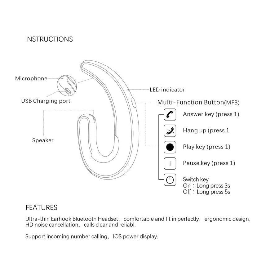 Wireless Bone Conduction Earphone with Noise-Canceling Microphone