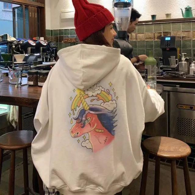Oversized Zip Hoodie Women Casual Loose Cotton Kangaroo Pocket Top
