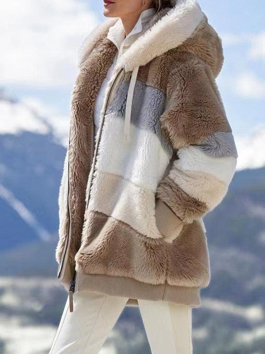 Women's Oversized Fleece Hooded Jacket Casual Winter Coat