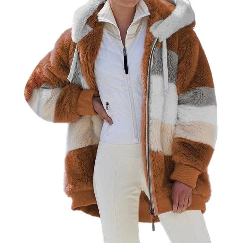 Women's Oversized Fleece Hooded Jacket Casual Winter Coat