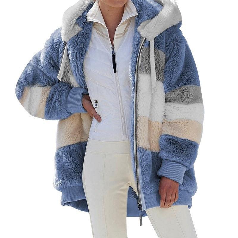 Women's Oversized Fleece Hooded Jacket Casual Winter Coat