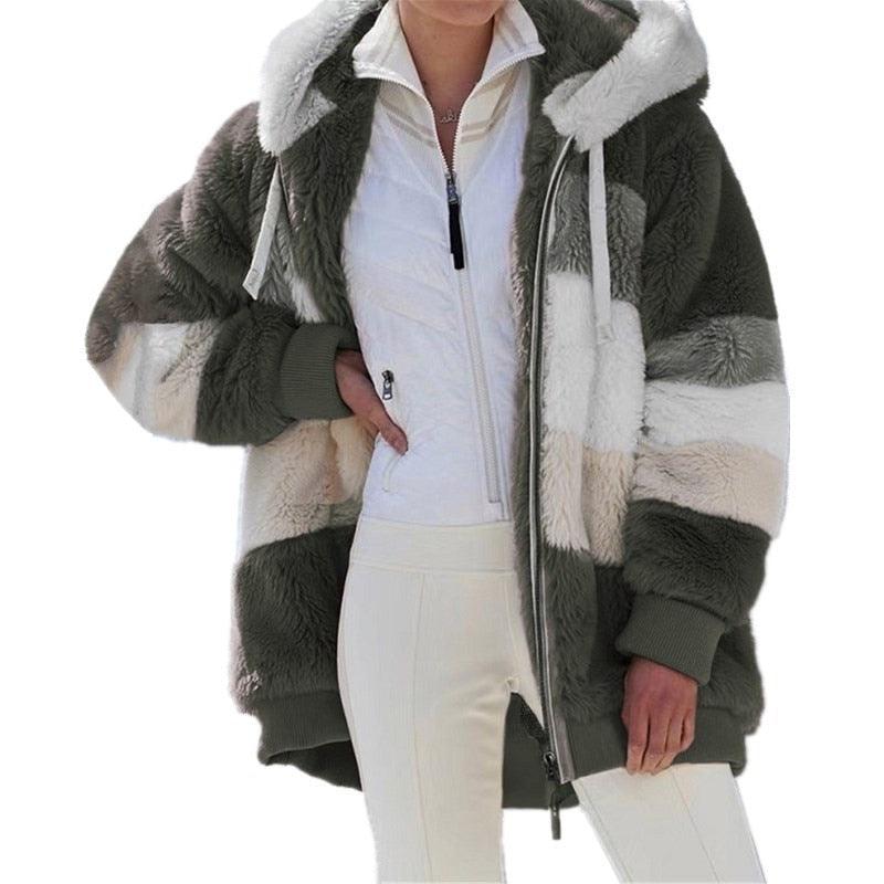 Women's Oversized Fleece Hooded Jacket Casual Winter Coat