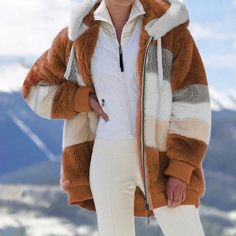 Women's Oversized Fleece Hooded Jacket Casual Winter Coat