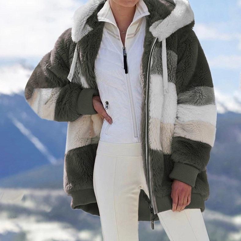 Women's Oversized Fleece Hooded Jacket Casual Winter Coat